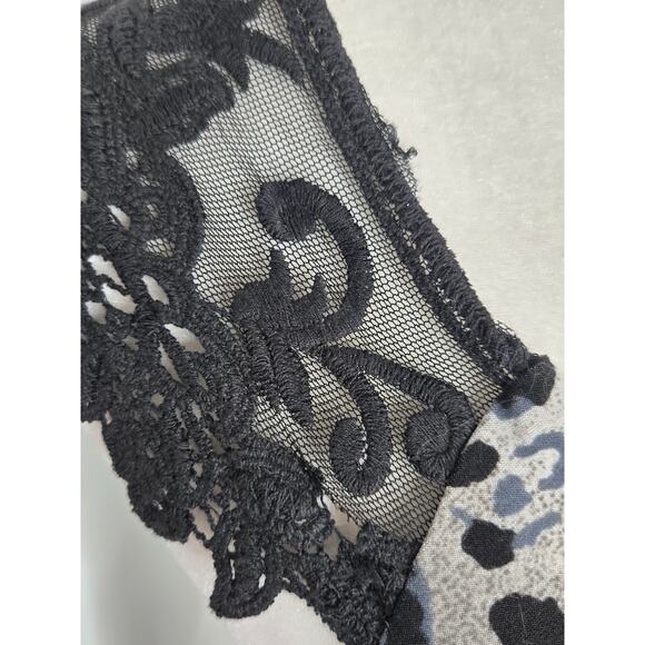 Essence EUC snow leopard assymetrical hem lace sleeveless dress One Size black - Picture 6 of 16